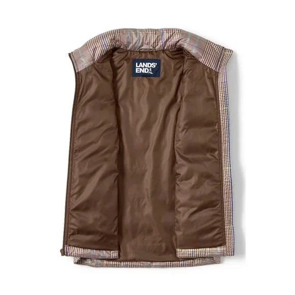 Lands' End Down Vest Light Brown Beige Glen Plaid size PS Petite 8 P6 P8 6P 8P - Picture 4 of 7